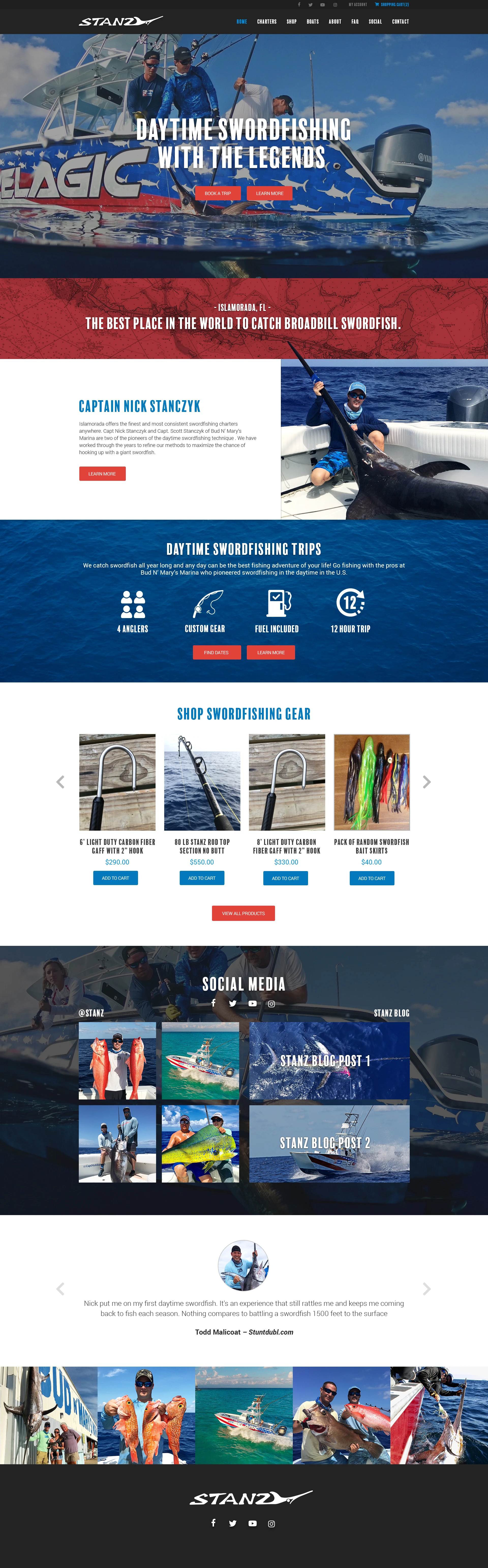Launch Pad’s original Stanz Fishing homepage design
